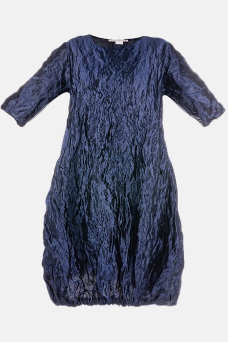 Rochie midi gogosar din tafta cu memorie, albastru metalizat [3]