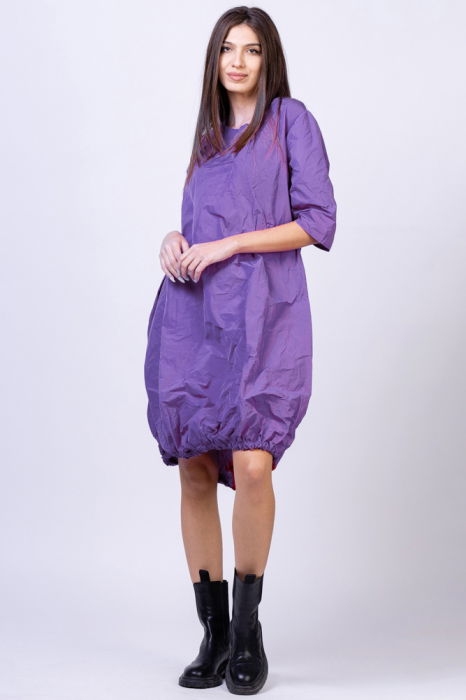 Rochie midi gogosar din tafta cu memorie, mov [4]