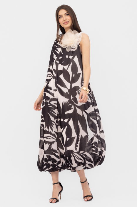 Rochie lunga gogosar, cu imprimeu alb-negru [3]