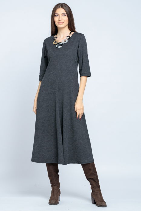 Rochie cambrata din lana, gri inchis [3]