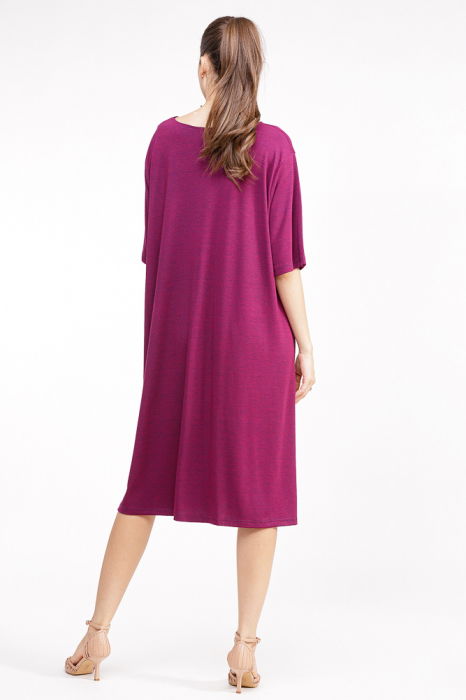 Rochie bordo din vascoza cu snur in talie [3]