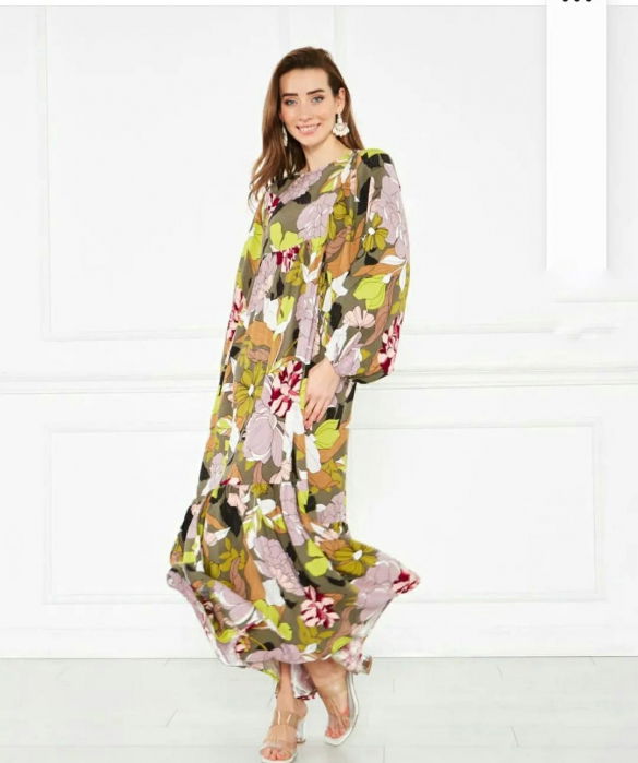 Rochie multicolora cu volane si imprimeu floral [2]