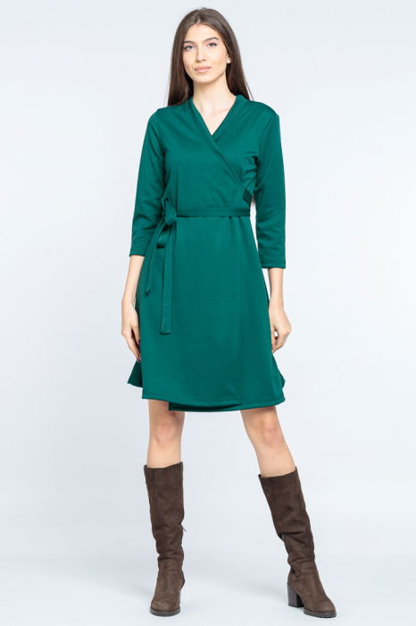 Rochie petrecuta din jerseu, cu talie reglabila, verde [1]