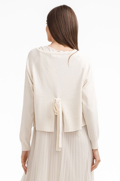 Rochie suprapusa din tulle  cu puloveras despicat la spate, bej ivoire [4]