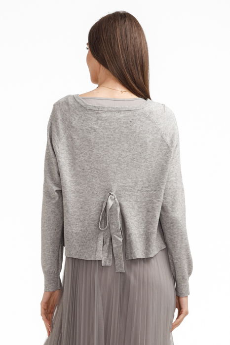 Rochie suprapusa din tulle  cu puloveras despicat la spate, gri [4]