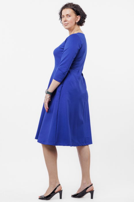 Rochie taiata in talie din jerseu de vascoza, albastru [5]