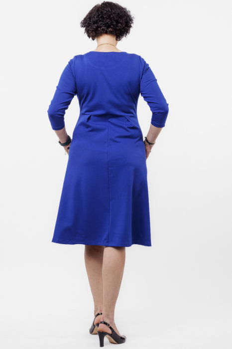 Rochie taiata in talie din jerseu de vascoza, albastru [2]