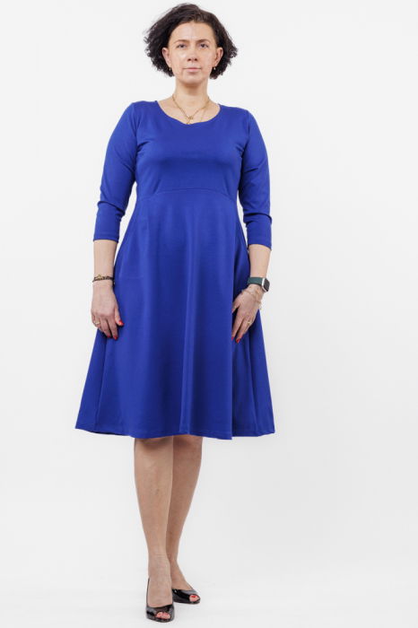 Rochie taiata in talie din jerseu de vascoza, albastru [1]