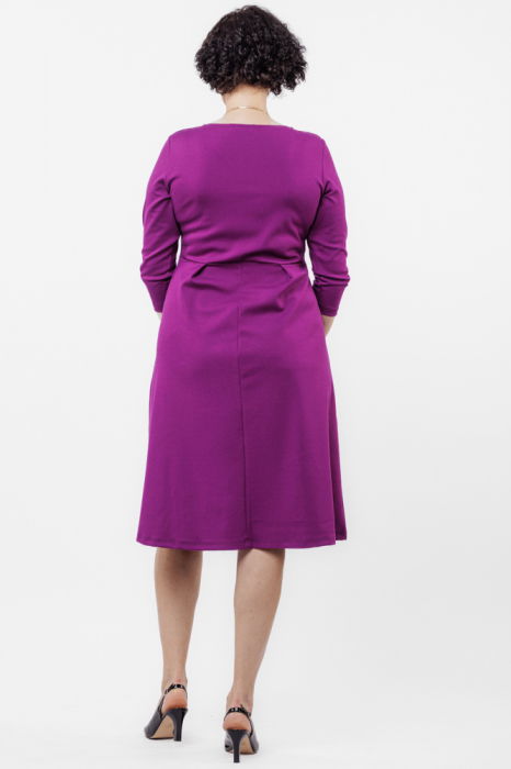 Rochie taiata in talie din jerseu de vascoza, magenta [2]