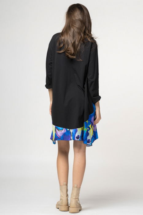 Rochie trendy cu imprimeu chipuri predominant albastru electric, din bumbac [3]