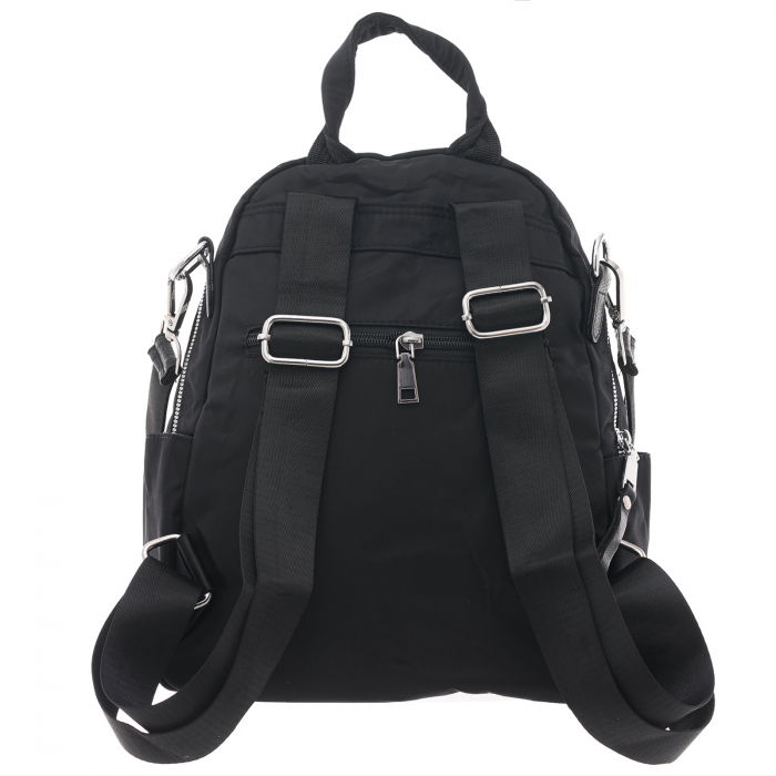 Rucsac chic din fas negru lucios, cu fermoar vertical ascuns si bareta de umar [5]