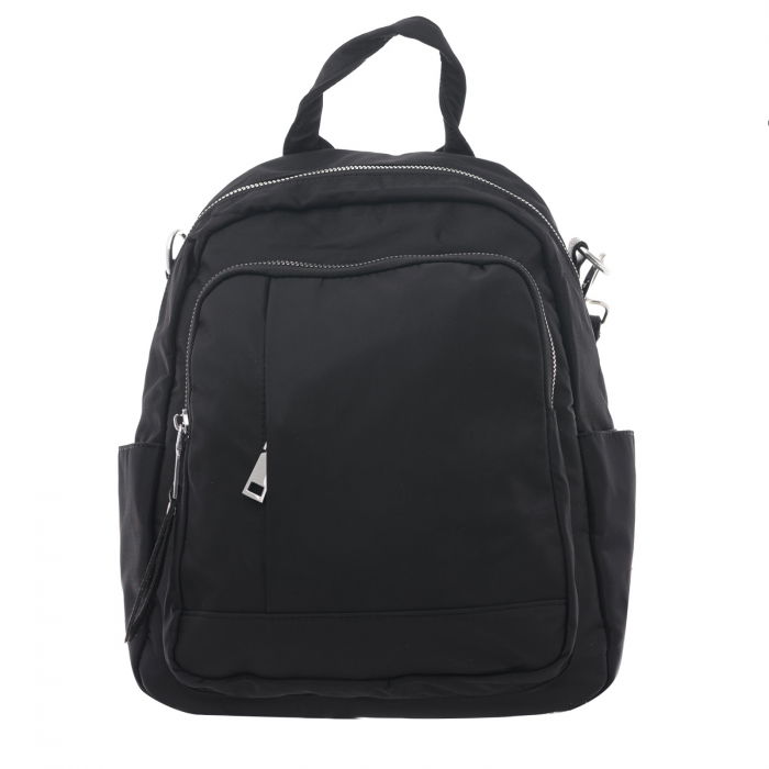 Rucsac chic din fas negru lucios, cu fermoar vertical ascuns si bareta de umar [3]