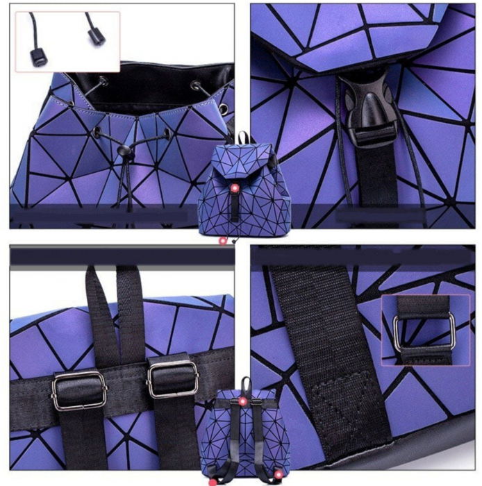 Rucsac reflectorizant 3D cu elemente geometrice triunghiulare, mov [3]