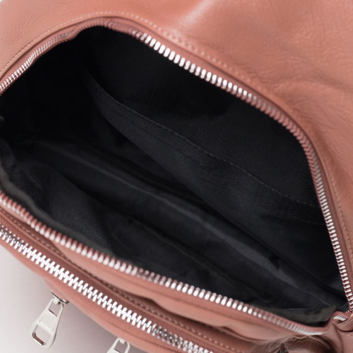 Rucsac roz cu doua fermoare verticale din piele ecologica [3]