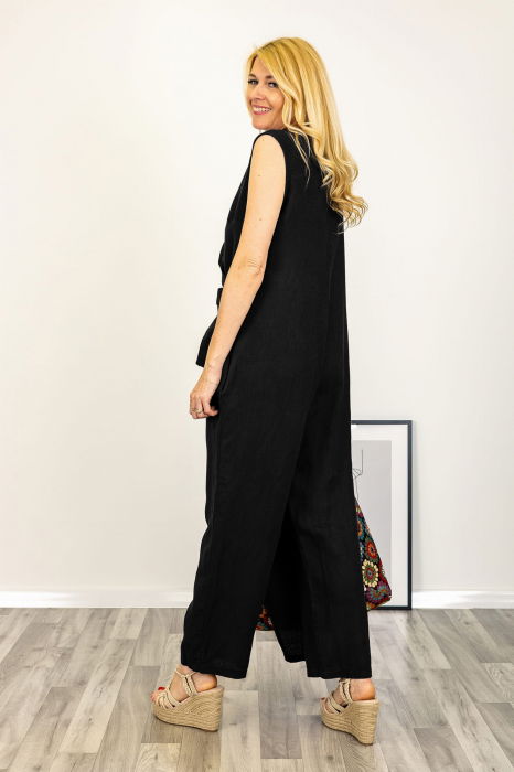 Salopeta din in cu fermoar si o parte petrecuta, neagra [3]