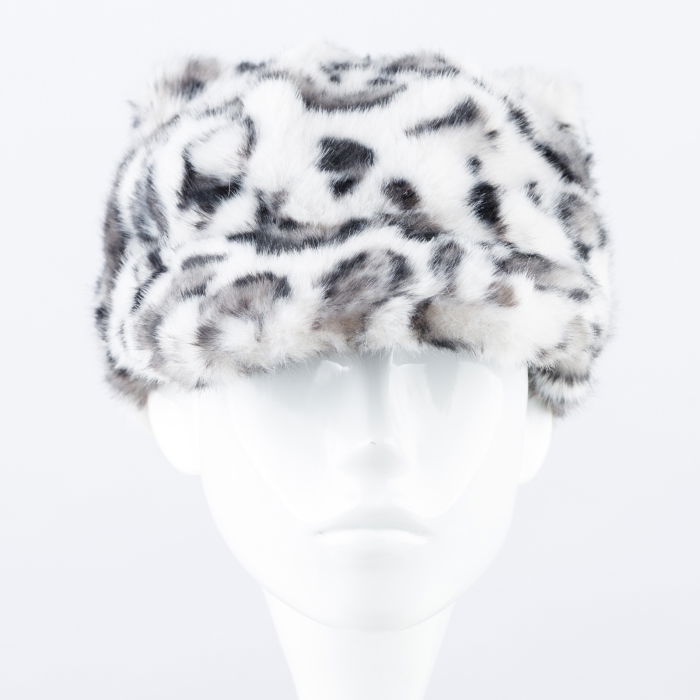 Sapca cu cozoroc din blanita si interior matlasat, animal print alb [2]