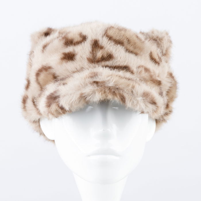 Sapca cu cozoroc din blanita si interior matlasat, animal print bej [2]