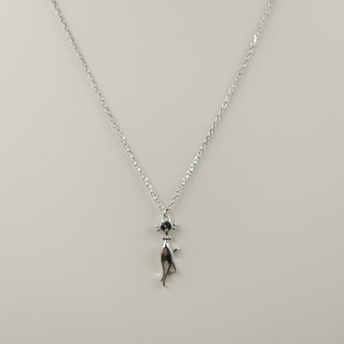 Set colier cu lant din argint 925 si pandant pisicuta cu mustati [6]