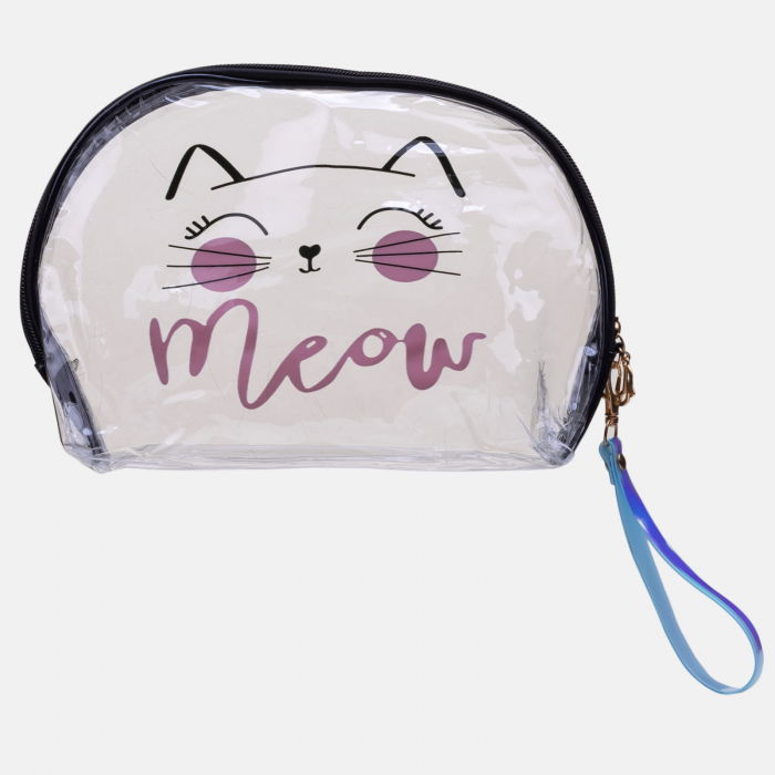 Set doua portfarduri, material textil negru cu paiete si material plastic transparent cu pisicuta [3]