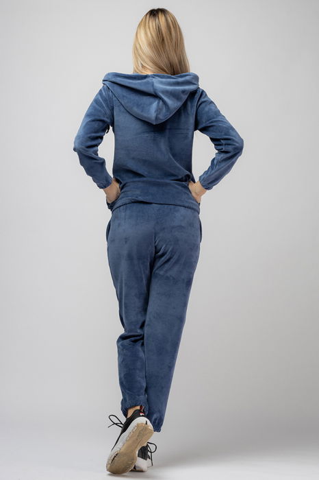 Trening dama albastru jeans, doua piese, din catifea de bumbac [3]