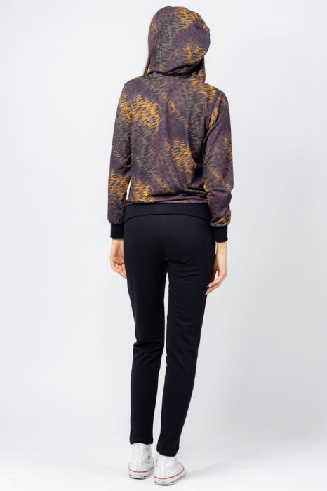 Trening dama bumbac doua piese, pantalon negru si hanorac cu nuante de galben [4]