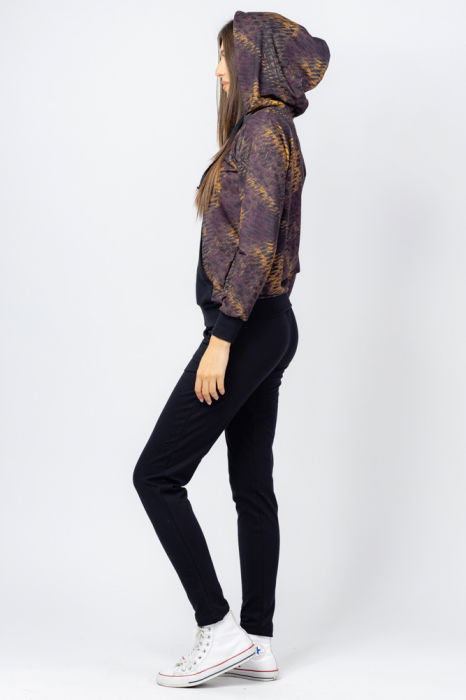 Trening dama bumbac doua piese, pantalon negru si hanorac cu nuante de galben [3]