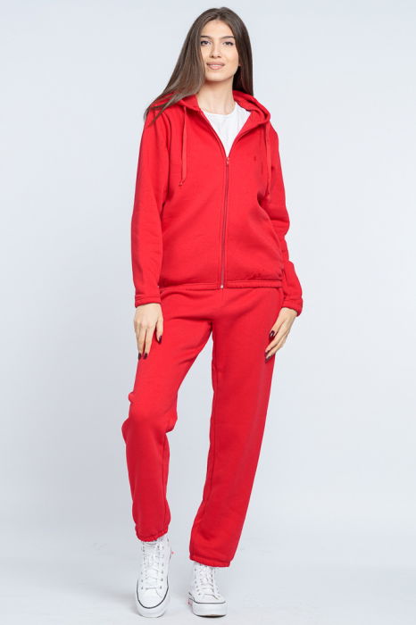 Trening dama doua piese din jerseu de bumbac vatuit, rosu [1]