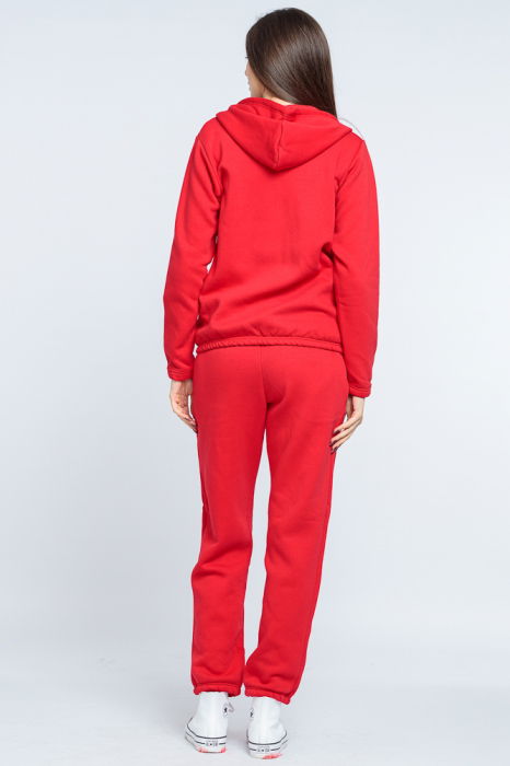 Trening dama doua piese din jerseu de bumbac vatuit, rosu [3]