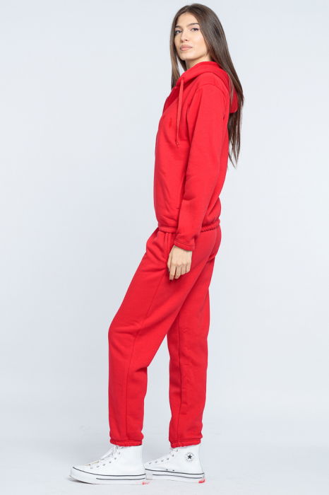 Trening dama doua piese din jerseu de bumbac vatuit, rosu [2]