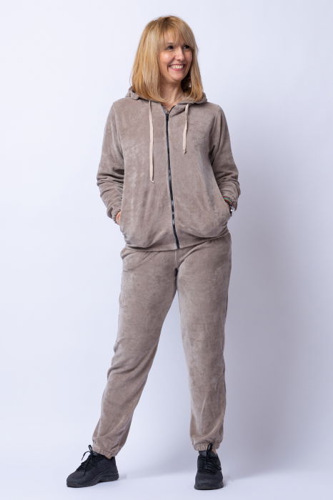 Trening dama doua piese din catifea de bumbac cappuccino [1]