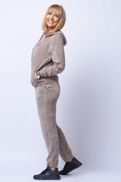 Trening dama doua piese din catifea de bumbac cappuccino [2]