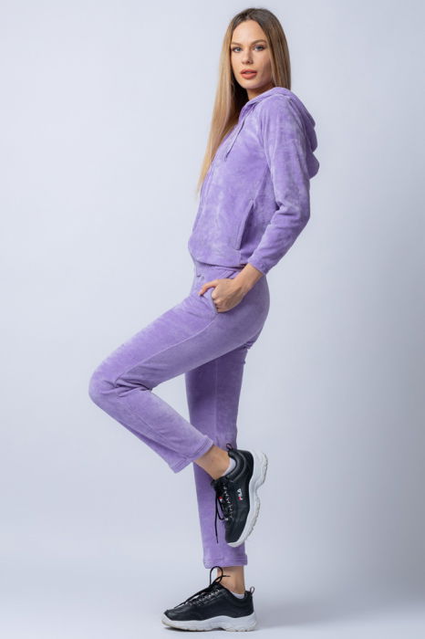 Trening dama doua piese din catifea de bumbac lila [3]