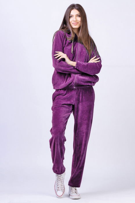 Trening dama doua piese din catifea de bumbac mov zmeura [1]