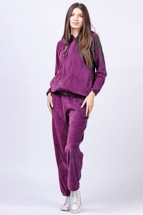Trening dama doua piese din catifea de bumbac mov zmeura [2]