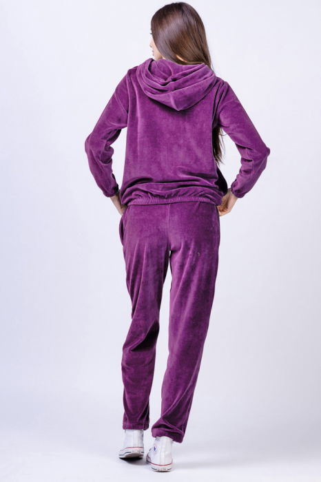 Trening dama doua piese din catifea de bumbac mov zmeura [4]