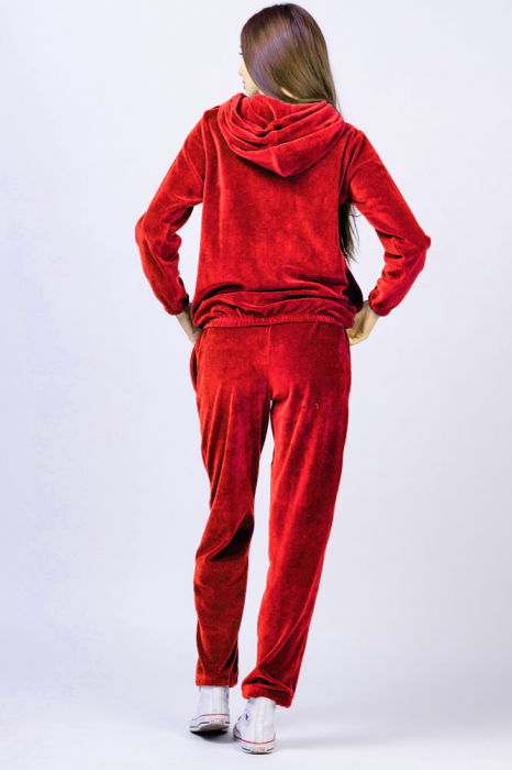 Trening dama doua piese din catifea de bumbac rosu coca-cola [5]