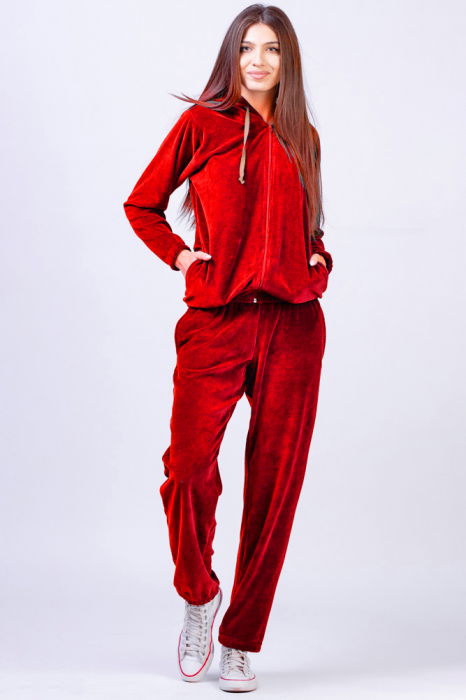 Trening dama doua piese din catifea de bumbac rosu coca-cola [1]