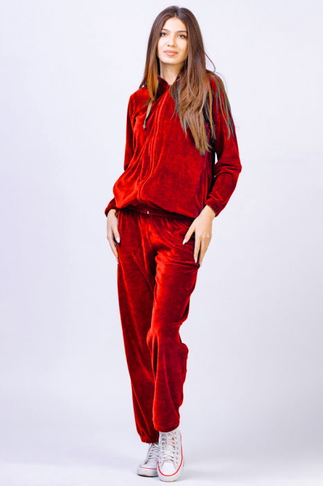 Trening dama doua piese din catifea de bumbac rosu coca-cola [3]