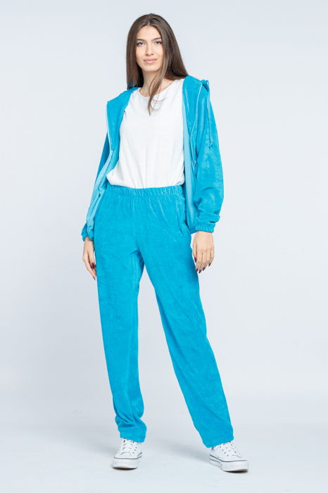 Trening dama doua piese din catifea de bumbac turcoaz [3]