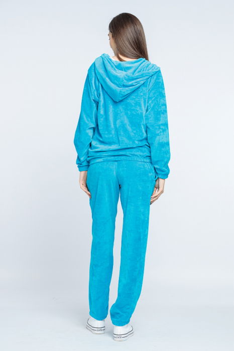 Trening dama doua piese din catifea de bumbac turcoaz [4]
