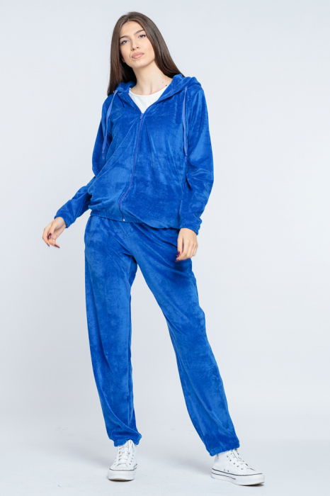 Trening dama doua piese din catifea de bumbac albastru electric [2]