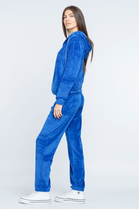Trening dama doua piese din catifea de bumbac albastru electric [4]