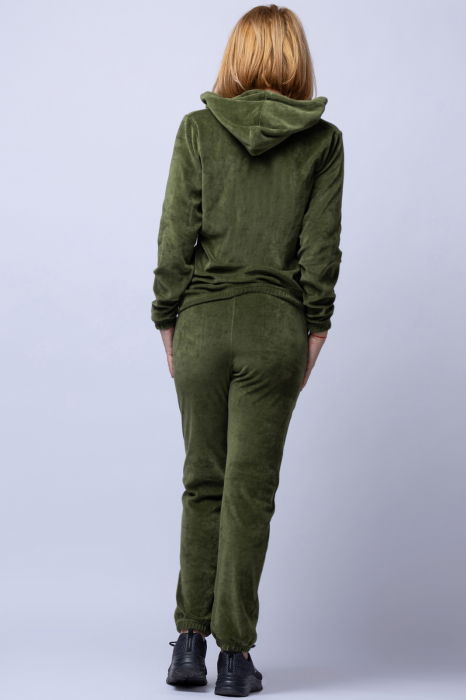 Trening dama doua piese din catifea de bumbac verde olive [3]