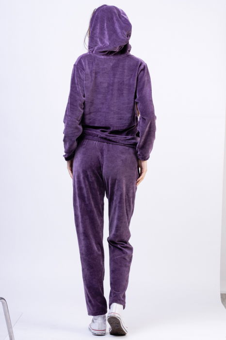 Trening dama doua piese din catifea de bumbac mov inchis [3]