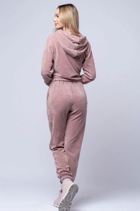 Trening dama roz inchis prafuit, doua piese, din catifea de bumbac [4]