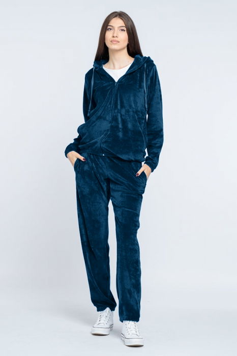 Trening dama turquoise inchis, doua piese, din catifea de bumbac [1]