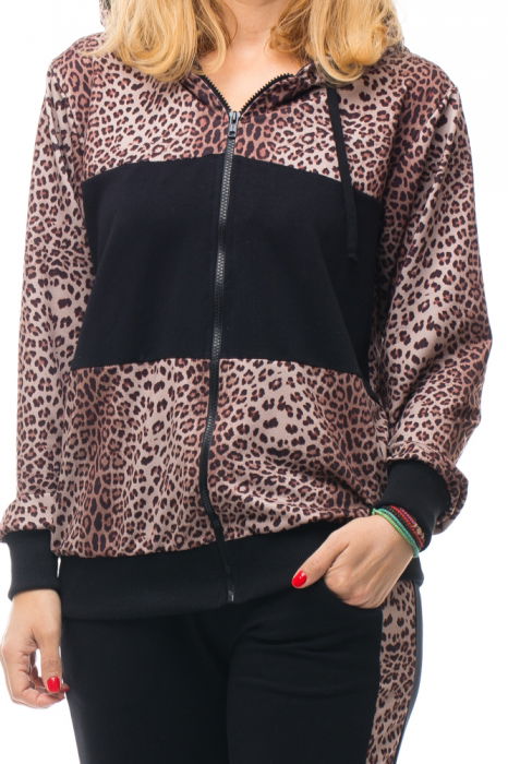 Trening dama bumbac doua piese animal print banda neagra piept [5]