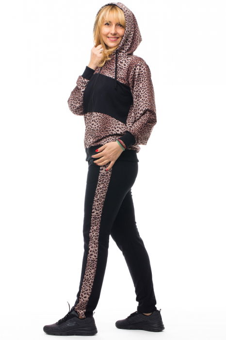 Trening dama bumbac doua piese animal print banda neagra piept [2]