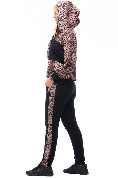 Trening dama bumbac doua piese animal print banda neagra piept [3]