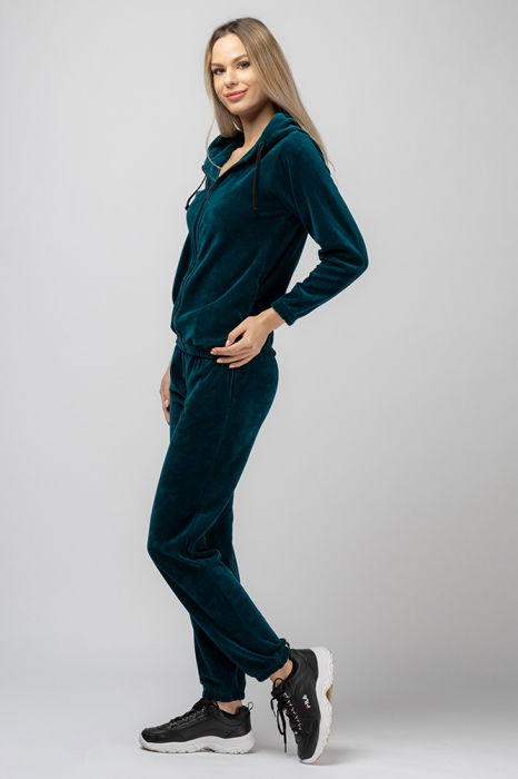 Trening dama turquoise, doua piese, din catifea de bumbac [2]